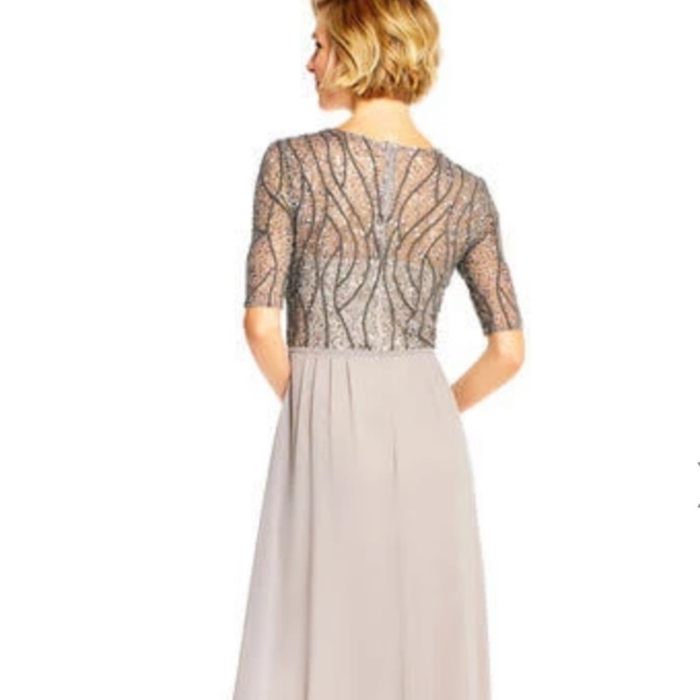 Adrianna Papell Formal Long Chiffon Illusion Dress - Picture 3 of 5